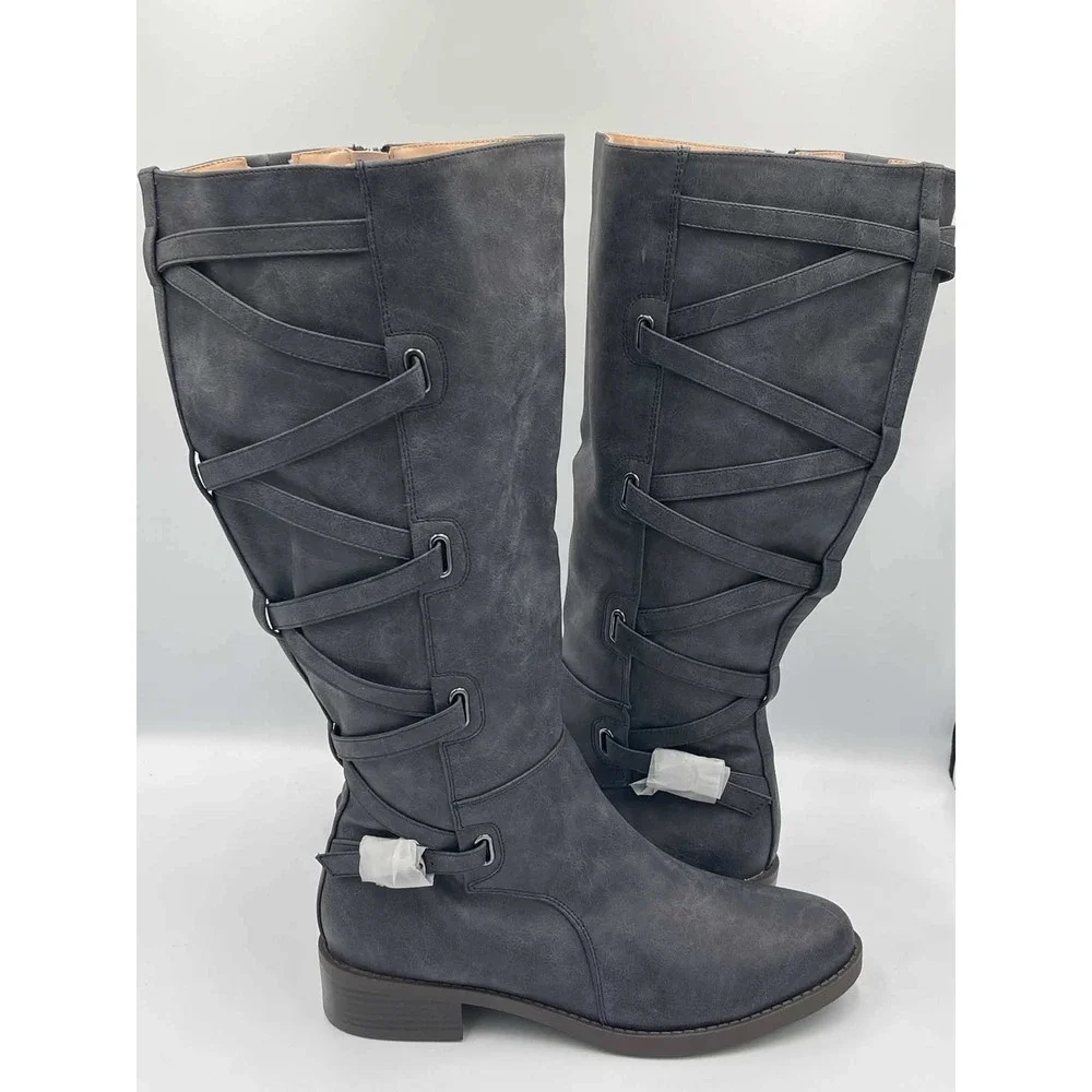 Journee Collection Womens Gray Knee High Boots Extra Wide Calf XWC Size 8 NEW